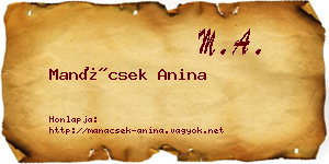 Manácsek Anina névjegykártya